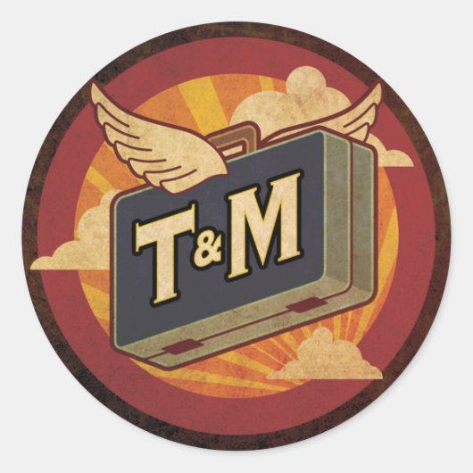 Retro Bestemmings Donkere Bagage Sticker (Voorkant)