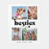 Retro Besties 4 Fotovrienden Collage Fleece Deken (Voorkant)