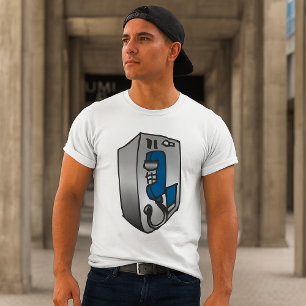 Retro Betaaltelefoon Blauwe en Zilveren Openbare T T-shirt
