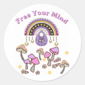 Retro Bevrijd Je Geest Ronde Sticker (Voorkant)