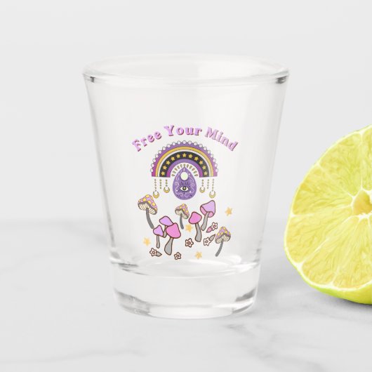 Retro Bevrijd Je Geest Shot Glas (Voorkant)