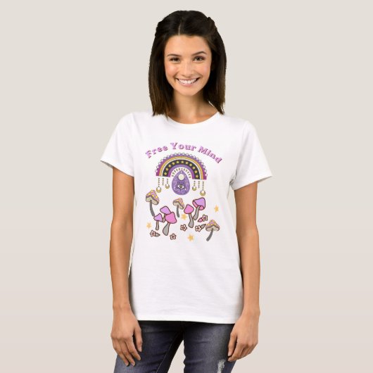 Retro Bevrijd Je Geest T-shirt (Voorkant volledig)