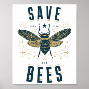 Retro Bewaar de Bijen Bijenstal Shirt Bijenimker O Poster