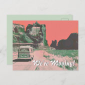 Retro bewegende aankondiging woestijnlandschap Pop Briefkaart (Voorkant / Achterkant)