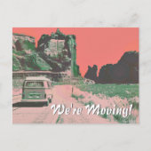 Retro bewegende aankondiging woestijnlandschap Pop Briefkaart (Voorkant)