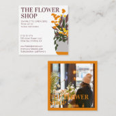 Retro bewerkbaar bloemperk florist vierkante visitekaartje (Voorkant / Achterkant)