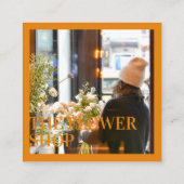 Retro bewerkbaar bloemperk florist vierkante visitekaartje (Achterkant)