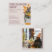 Retro bewerkbare florale illustratie: vierkant vierkante visitekaartje (Voorkant / Achterkant)