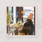 Retro bewerkbare florale illustratie: vierkant vierkante visitekaartje (Achterkant)