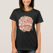 Retro bewerkbare kleuren Mama met Bloemen Matching T-shirt (Voorkant)