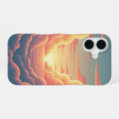 Retro Bewolkte Horizon iPhone 16 Hoesje (Achterkant horizontaal)