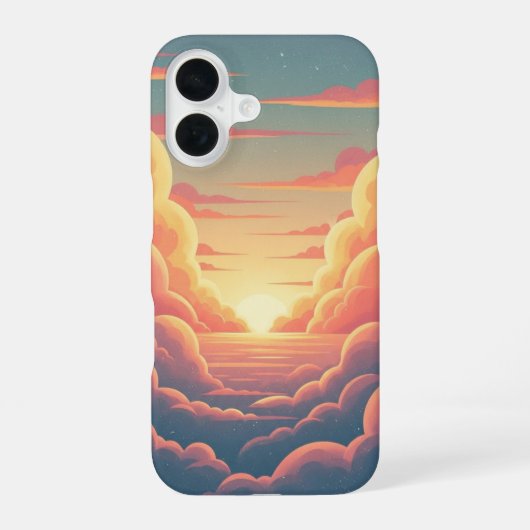 Retro Bewolkte Horizon iPhone 16 Hoesje (Achterkant)
