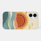 Retro Bewolkte Zon iPhone 16 Hoesje (Achterkant horizontaal)