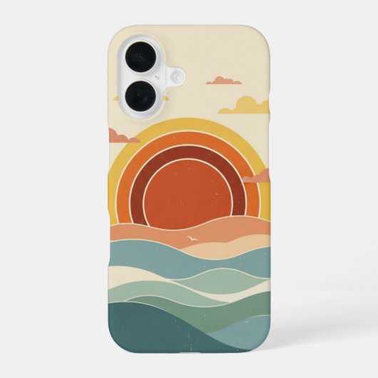 Retro Bewolkte Zon iPhone 16 Hoesje (Achterkant)