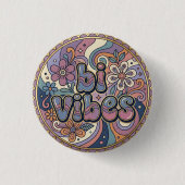 Retro Bi Vibes LGBTQ Pride Speld Ronde Button 3,2 Cm (Voorkant)