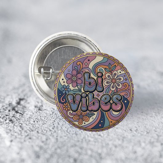 Retro Bi Vibes LGBTQ Pride Speld Ronde Button 3,2 Cm