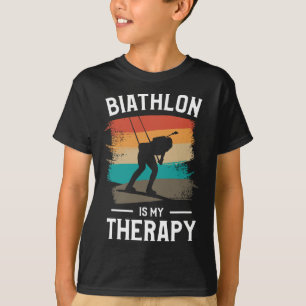 Retro Biathlon is mijn therapie biatleet T-shirt