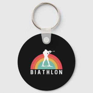 Retro Biathlon Skiën Schieten Biatleet Sleutelhanger