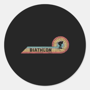 Retro Biathlon Speler Film Strip Ronde Sticker