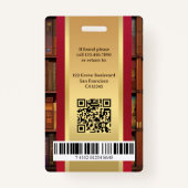 Retro Bibliotheek Boeken Medewerker Foto ID Badge (Achterkant)