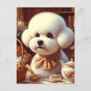 Retro Bichon Frisé Schilderij Briefkaart
