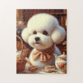 Retro Bichon Frisé Schilderij Legpuzzel (Verticaal)