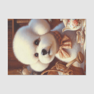 Retro Bichon Frisé Schilderij Tissuepapier