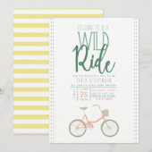 Retro Bicycle Baby shower uitnodigen Kaart (Voorkant / Achterkant)