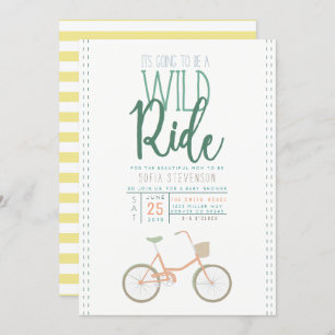 Retro Bicycle Baby shower uitnodigen Kaart