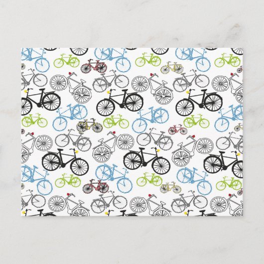 Retro Bicycle Bike Patroon Briefkaart (Voorkant)