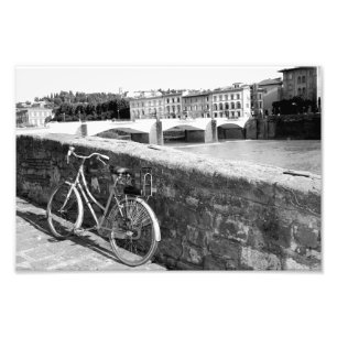 Retro Bicycle in de stad Florence, Italië Foto Afdruk