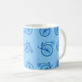 Retro Bicycle Pattern in Blue Tones Koffiemok (Voorkant rechts)