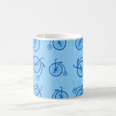 Retro Bicycle Pattern in Blue Tones Koffiemok (Center)