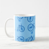 Retro Bicycle Pattern in Blue Tones Koffiemok (Links)