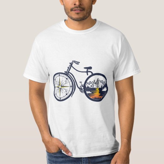 Retro Bicycle with Compass and Mountains - Cycling T-shirt (Voorkant)