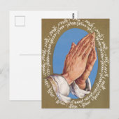 retro  biddende handen Kerst Briefkaart (Voorkant / Achterkant)