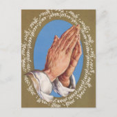 retro  biddende handen Kerst Briefkaart (Voorkant)