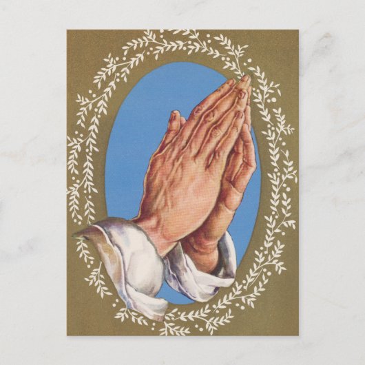 retro biddende handen Kerst Briefkaart (Voorkant)