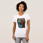 Retro Biddende Religieuze Figuur Vector T-shirt De (Voorkant volledig)