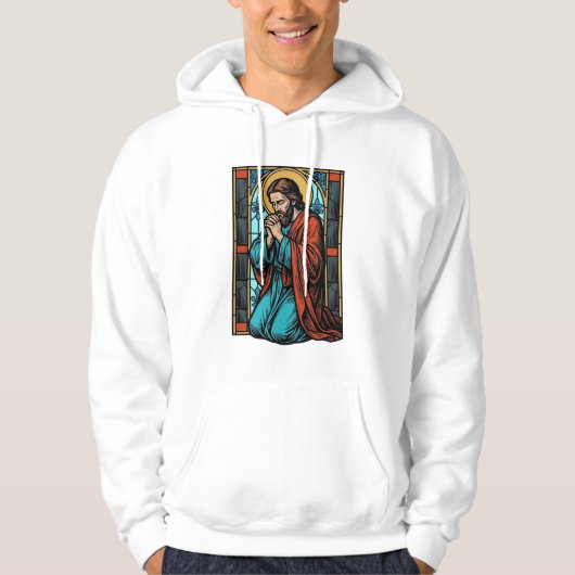 Retro Biddende Religieuze Figuur Vector T-shirt De (Voorkant)