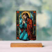 Retro Biddende Religieuze Figuur Vector T-shirt De Acryl Bord (Neutraal)