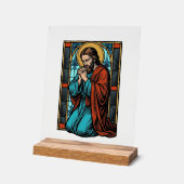 Retro Biddende Religieuze Figuur Vector T-shirt De Acryl Bord (Hoek)