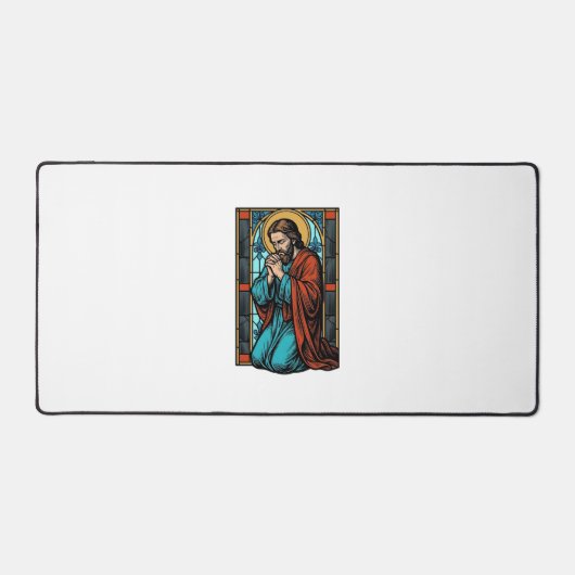 Retro Biddende Religieuze Figuur Vector T-shirt De Bureaumat (Voorkant)