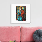 Retro Biddende Religieuze Figuur Vector T-shirt De Canvas Afdruk (Insitu (Woonkamer))