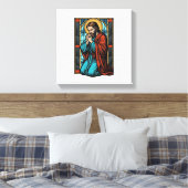 Retro Biddende Religieuze Figuur Vector T-shirt De Canvas Afdruk (Insitu (Slaapkamer))