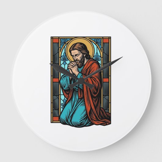 Retro Biddende Religieuze Figuur Vector T-shirt De Grote Klok (Voorkant)