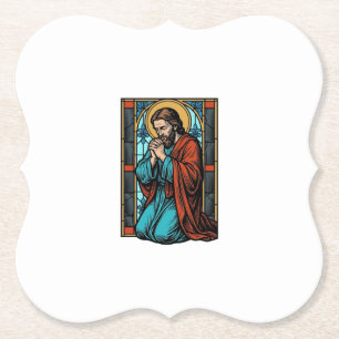 Retro Biddende Religieuze Figuur Vector T-shirt De Kartonnen Onderzetters