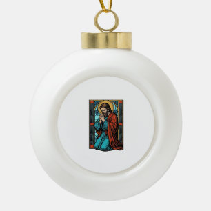 Retro Biddende Religieuze Figuur Vector T-shirt De Keramische Bal Ornament