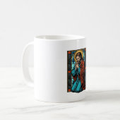 Retro Biddende Religieuze Figuur Vector T-shirt De Koffiemok (Voorkant links)