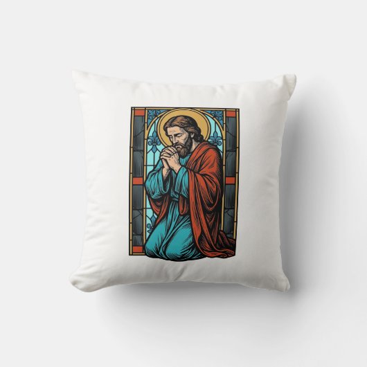 Retro Biddende Religieuze Figuur Vector T-shirt De Kussen (Voorkant)